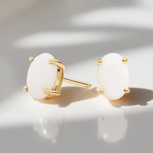 Opal Stud Earrings: 925 Sterling Silver October Birthstone