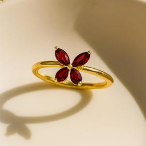 Butterfly Garnet Ring: Sterling Silver January Birthstone Jewelry