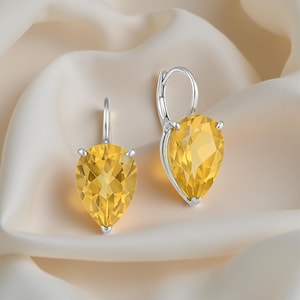 Citrine Drop Earrings: Sterling Silver November Birthstone Dangles