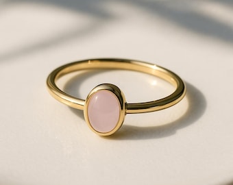 Dainty Rose Quartz Ring: Sterling Silver, Romantic Gemstone Jewelry