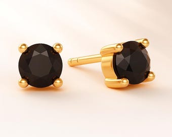 Pendientes de plata de ley con ónix negro: joyería minimalista con piedras preciosas