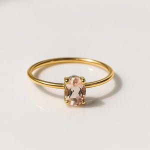 Dainty Morganite Ring: Sterling Silver Promise Ring, Handmade
