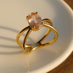 Dainty Morganite Ring: Sterling Silver, Promise Ring, Handmade