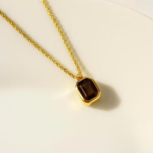 Emerald Cut Smoky Quartz Pendant: Sterling Silver Gemstone Necklace