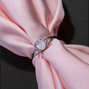 Moonstone Ring: Sterling Silver, CZ Accents, Minimalist Jewelry