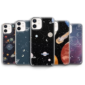 Planets Phone Case Galaxy Space Stars Cover for iPhone 16 15 14 13 12 11 Plus Pro Max Mini, Samsung S25+ Fe Ultra Pixel 9 8 7 A Pro XL