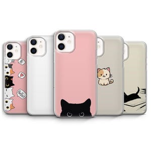 Funda para teléfono con diseño de gato para iPhone 16, 15, 14, 13, 12, 11 Plus, Pro Max Mini, Samsung S25, S24, S23, S22+, Fe Ultra, Pixel 9, 8, 7, 6, A, Pro XL