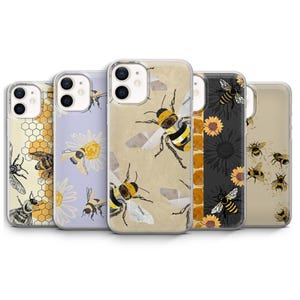 Bee Phone Case Honey Beehive Cover for iPhone 17 16 15 14 13 12 11 Plus Pro Max Mini, Samsung S25 S24+ Fe Ultra Pixel 10 9 8 A Pro XL
