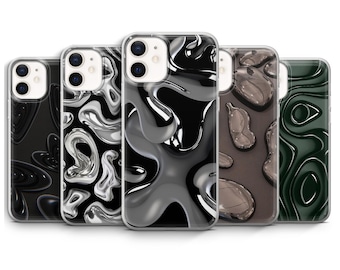 Aesthetic Phone Case Metallic Melting Heart Cover for iPhone 17 16 15 14 13 12 Plus Pro Max Mini, Samsung S25 Fe Ultra Pixel 10 9 8 7 Pro XL