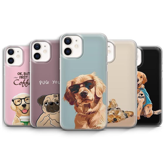 Cute Dog Phone Case Animal Pet Lover Cover for iPhone 17 16 15 14 13 12 11 Plus Pro Max Mini, Samsung S25 S24 Fe Ultra Pixel 10 9 8 A Pro XL