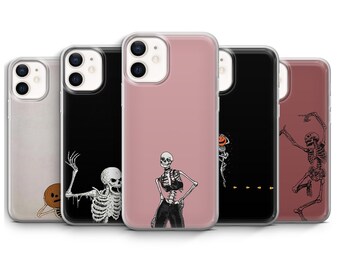 Funda de teléfono con esqueleto divertido: cubierta de TPU gótica de Halloween