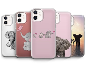 Elephant Phone Case Cute Animal Cover for iPhone 17 16 15 14 13 12 11 Plus Pro Max Mini, Samsung S25 S24 Fe Ultra Pixel 10 9 8 7 6 A Pro XL