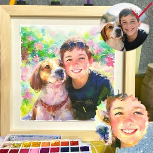 Portrait personnalisé à l'aquarelle d'animal de compagnie, peinture à l'huile personnalisée à partir d'une photo, art de style aquarelle, cadeau commémoratif, cadeau pour amoureux des animaux de compagnie, cadeau en cas de perte d'un animal de compagnie