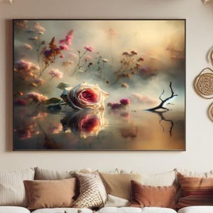 Ethereal Misty Rose Wall Art  | Dreamy Floral Photography | Enchanted Garden Decor | Romantic Cottagecore | Floral Landscape | Home Decor