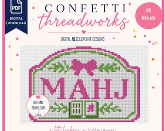 Mahjong Needlepoint Chart | Digital PDF and Stitchly Pattern | 18 Mesh | Instant Download