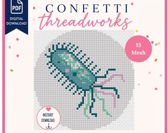 Pseudomonas aeruginosa Needlepoint | Microbiology | Digital PDF and Stitchly Pattern | 13 Mesh | Instant Download