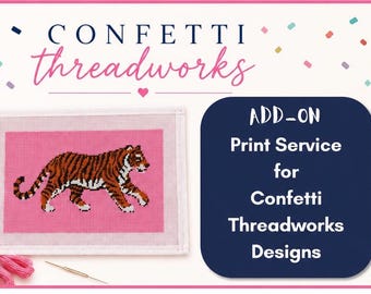 Print Service for Confetti Threadworks Digital Designs | Custom Printed Needlepoint Canvas Add-On