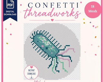 Pseudomonas aeruginosa Needlepoint | Microbiology | Digital PDF and Stitchly Pattern | 18 Mesh | Instant Download