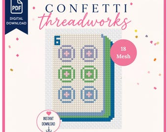 Mahjong Tile Moonlight Needlepoint Chart | Digital PDF and Stitchly Pattern | 18 Mesh | Instant Download
