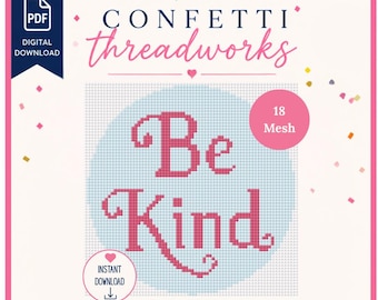 Be Kind Needlepoint Design | Digital PDF and Stitchly Pattern | 18 Mesh | Instant Download