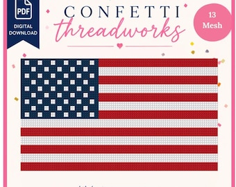 American Flag Needlepoint Design | Digital PDF and Stitchly File | 13 Mesh