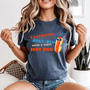 4 juli hotdog uniseks T-shirt, Independence Day-T-shirt, patriottisch shirt, Fourth of July-top, BBQ Celebration-kleding, VS, Amerika-shirt