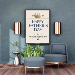Affiche numérique Fête des Pères – Carte à imprimer “Happy Father’s Day” – Cadeau original et émouvant pour papa