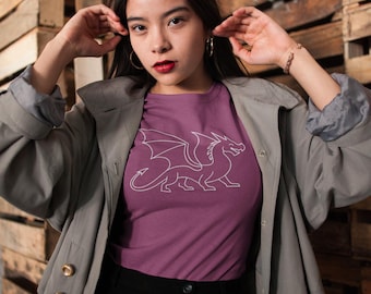 Minimalist Dragon T-Shirt: Line Art Gamer Tee, DnD RPG Gift
