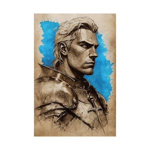DnD Paladin Art Print: Blue-Wash Knight Illustration
