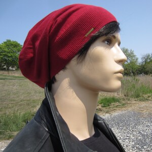 Slouch Hats for Men Deep Red Slouchy Beanie Tam Hat Bohemian Style A1111-2