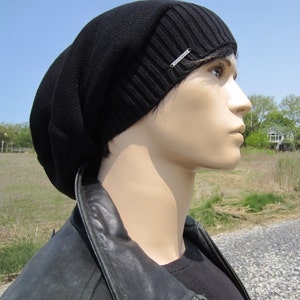 Plain Black Beanie Men&#39;s Warm Winter Hat Cotton Slouchy Tam Thick Knit Baggy Back Beanies A1707