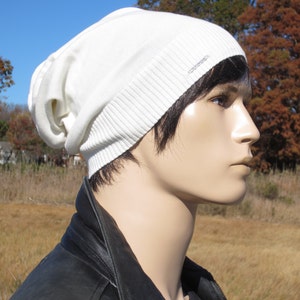 Basic Ivory Beanie No Words, Men's Lightweight Hats Summer Slouchy Beanie Plain Cotton Knit Slouch Tam A1999