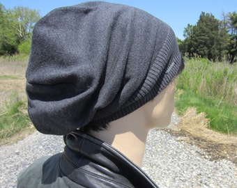 Gray Slouchy Beanies Men Slouch Tams Lightweight Cotton Knit Hats A1385