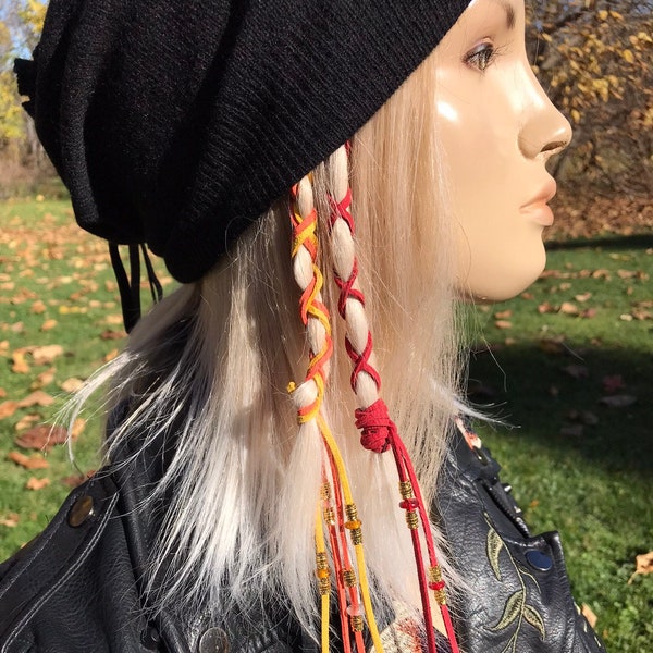 Braid in  Bohemian Hair Styles Leather Wraps & Ties Beaded Brown Leather Ponytail Holders Braid Wrap Braid Ins Sleeve Cover Z114