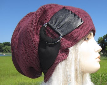 Reworked Clothing Spider WEB Sweater knit Hat Women/'s Black Tams Hats Big Head Slouchy Beanies Cotton Hand Knit Overlay A2022