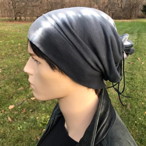 Men&#39;s Knit Hats Blue Dip Tie Dyed Slouch Beanies Lightweight Tie Back  BOHO Clothing A1788