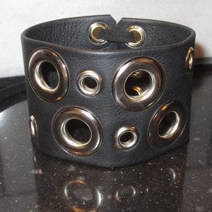 Black Leather Cuff Bracelet Edgy Wristband Jewelry Silver Metal Corset Belt Wrap Wrist Band L2108