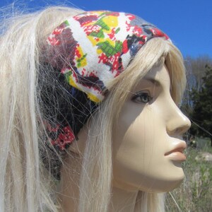 BOHO Hippie Headband WIDE Knit Headband Hair band Yoga Hair Wrap Graffiti Printed Turban Hair Band A1294
