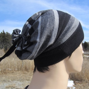 Merino Wolle Beanie Herren Kleid Hut schwarz gestreiftStreifen Slouchy Strickhut A1522