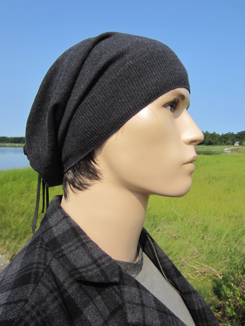 Gray Slouch Beanie Men's Tam Lightweight Baggy Back Etsy