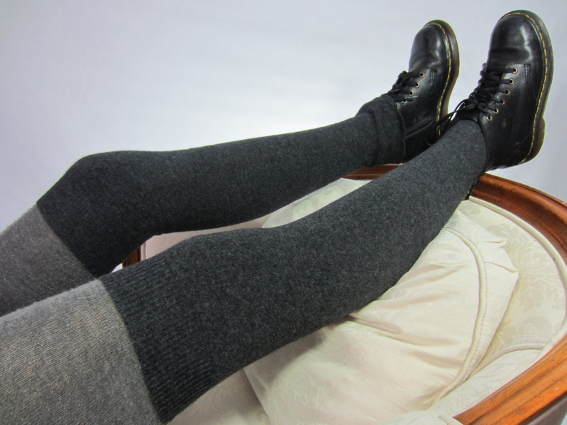 Plus Size Leg Warmers XL Gray Cashmere Thigh Highs Over the Etsy