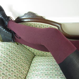 Cashmere Thigh Highs Socks Socks Socks Leg Warmers Boot Socks Burgund Cotton Blend Sweater Knit A1362