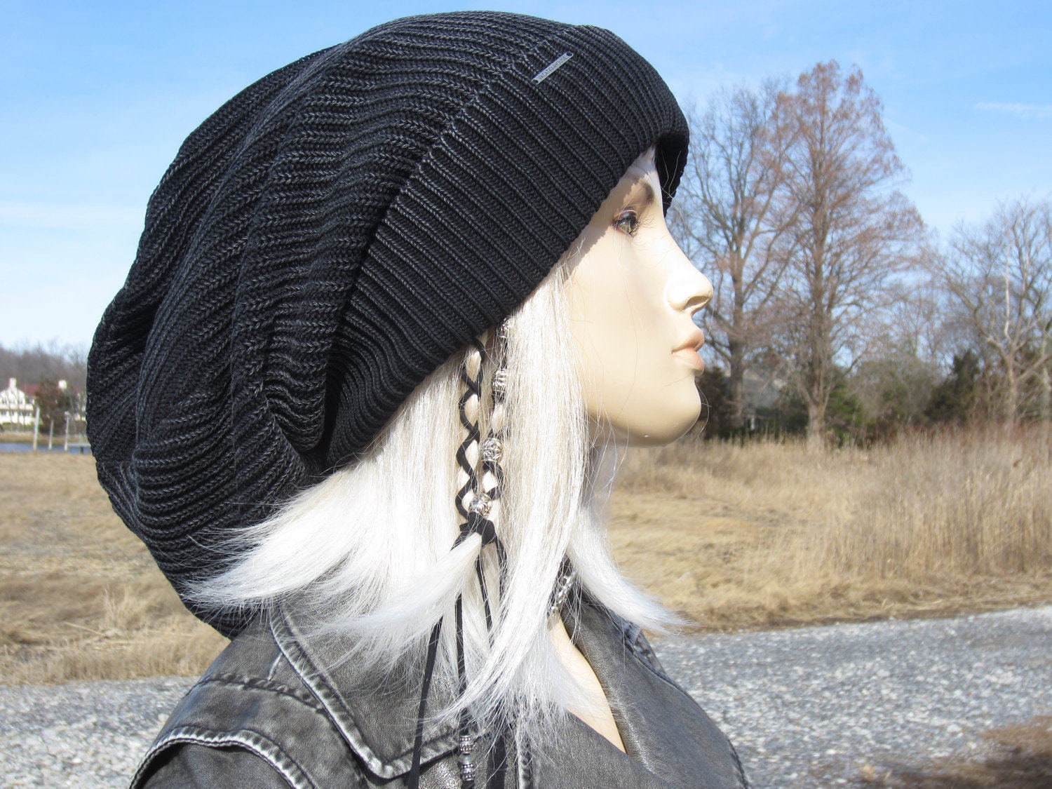 Post Apocalyptic Clothing Oversized Slouch Tam Hat Black, Charcoal