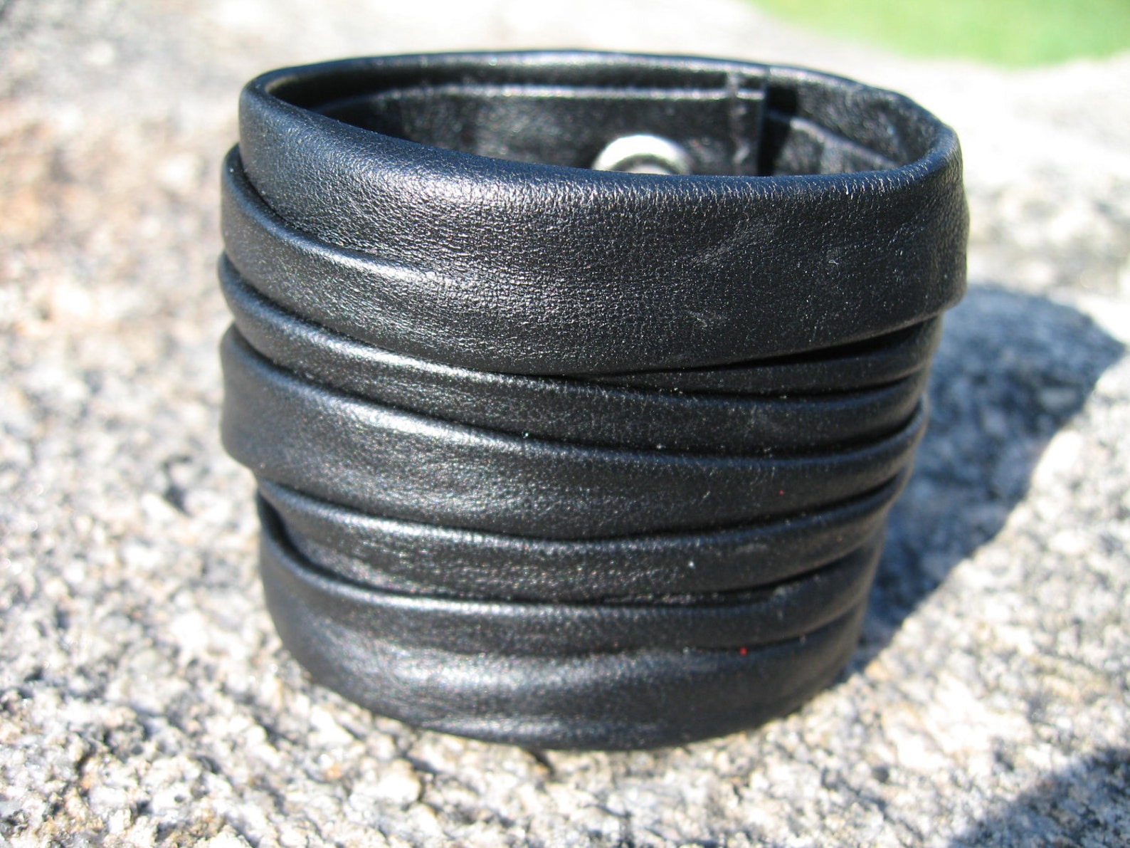Black Leather Cuff Bracelet Mens / Ladies Wrap Wrist Band Etsy
