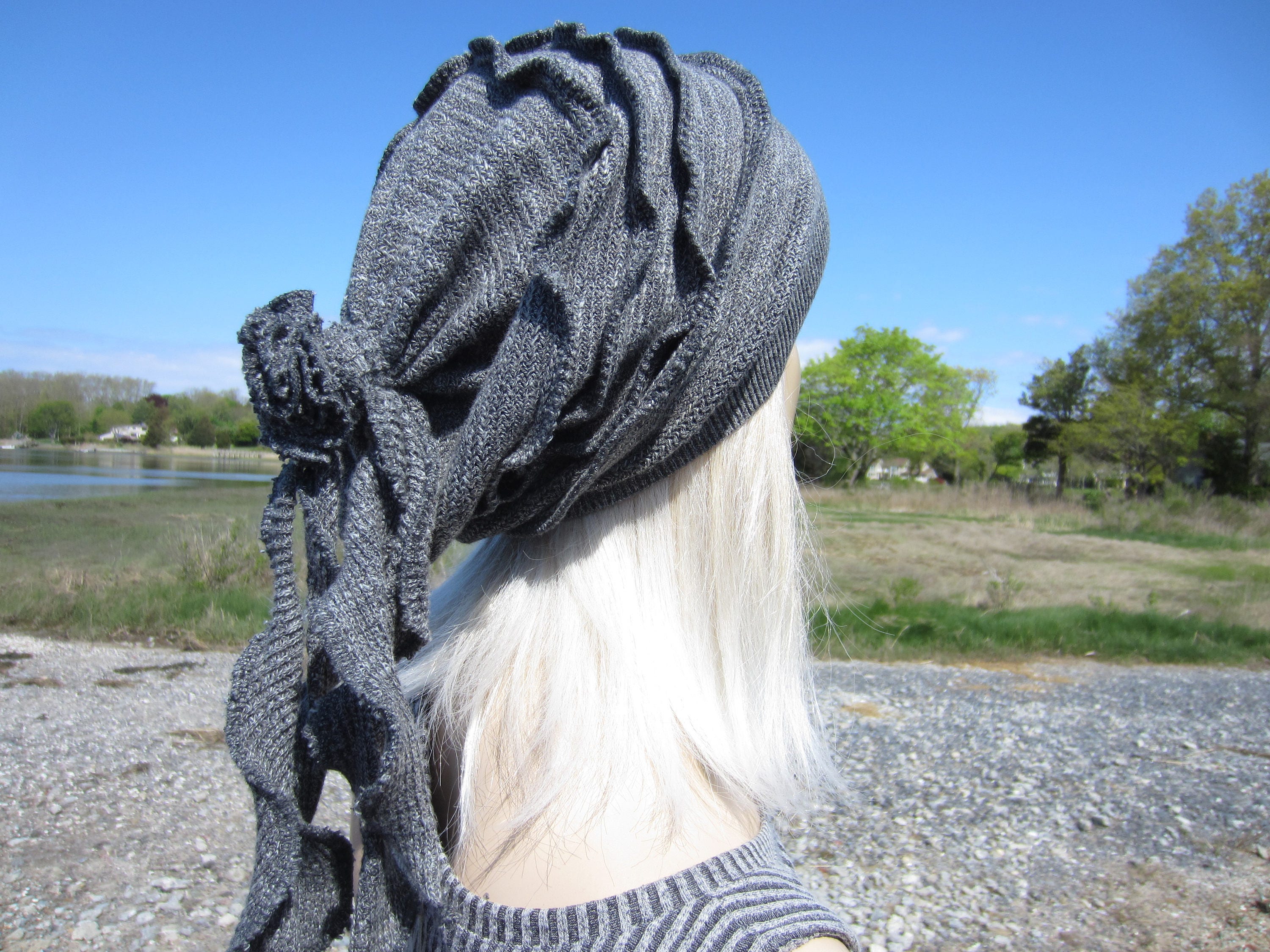 Ladies Fashion Hats Charcoal Gray Slouch Beanies Chainmaille Etsy