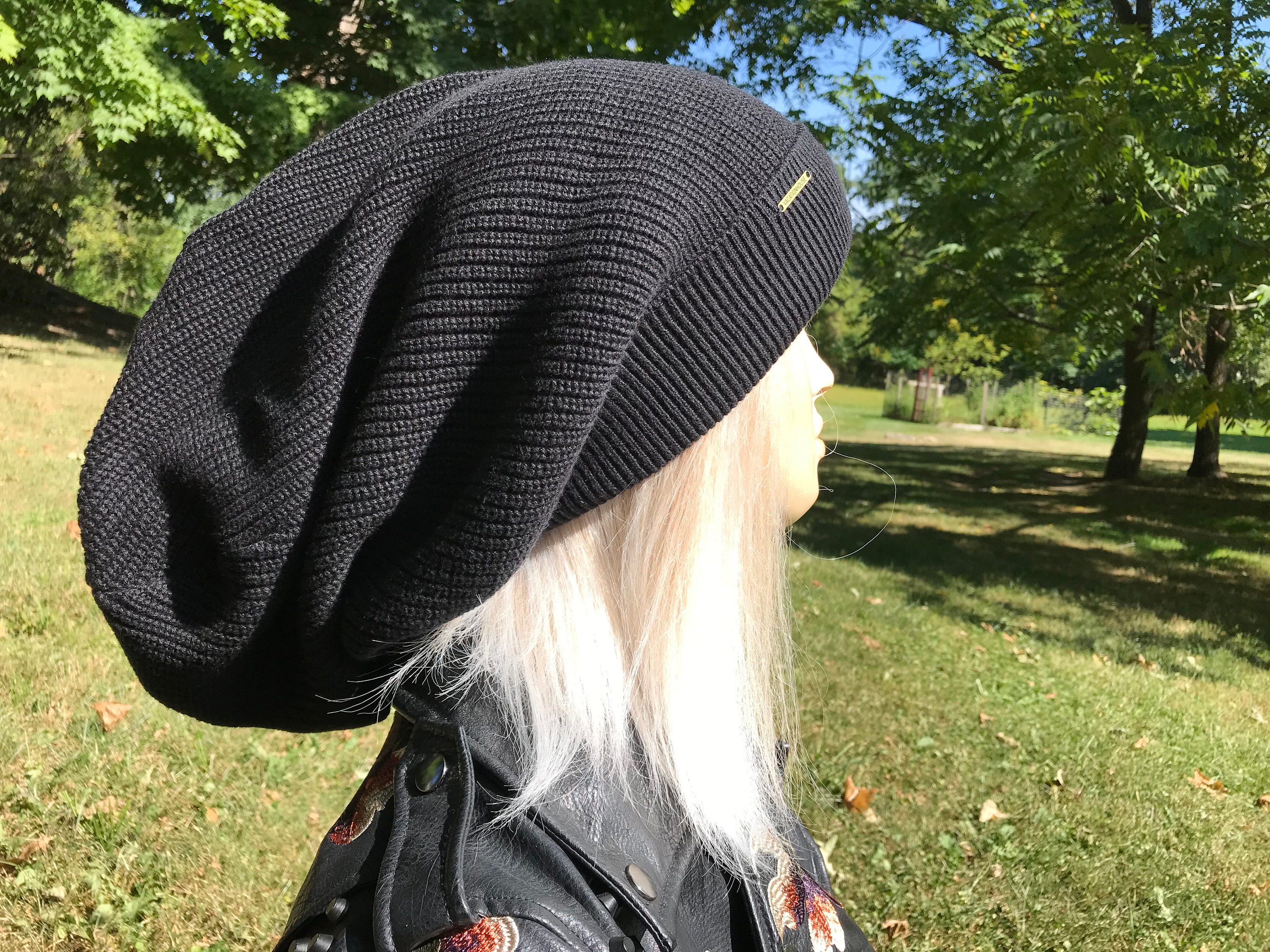 Post Apocalyptic Clothing Oversized Slouch Tam Hat Black, Charcoal