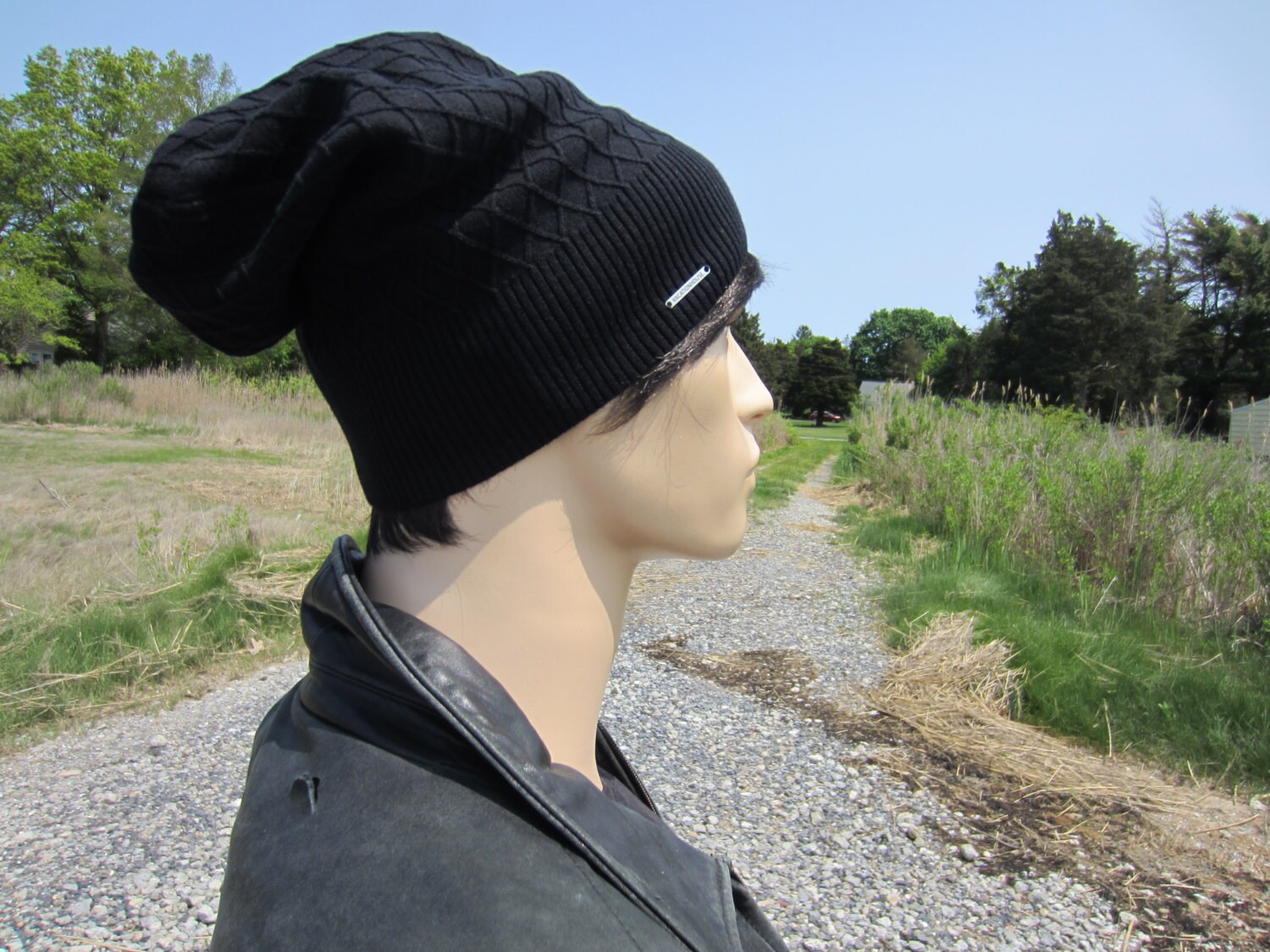 Extra Slouchy Summer Beanie Cotton Acrylic Knit Hat Unisex Beanie Skull Cap EINSKEY Slouchy Beanie 2-Pack | Oversize Long Skull Cap for  main image 3