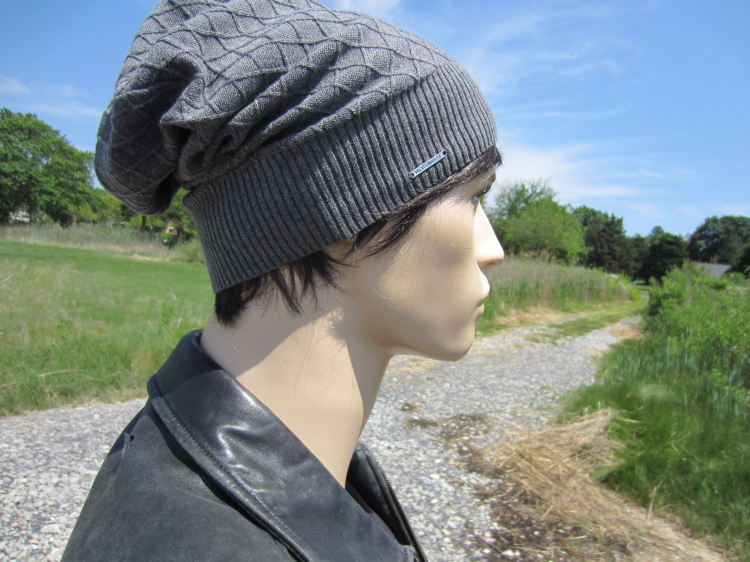 Extra Slouchy Summer Beanie Cotton Acrylic Knit Hat Unisex Beanie Skull Cap EINSKEY Slouchy Beanie 2-Pack | Oversize Long Skull Cap for  main image 2