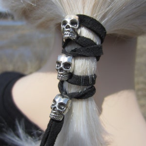 Hair Accessories Skull Jewelry Leather Ties Ponytail Holder Biker Hair Wrap Braid in Z106