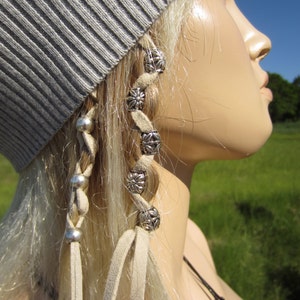 Hair Jewelry Leather Hair Ties Wraps Ponytail holders Silver Beads Suede Braided Plaited Hair Ties  Z106